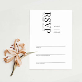 Elegante tarjeta de respuesta minimalista RSVP