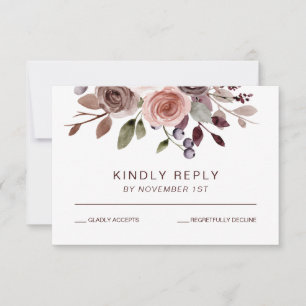 Elegante tarjeta de respuesta para boda de otoño f