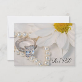Elegante tarjeta de respuesta RSVP de boda blanca