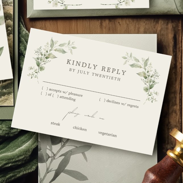 Elegante tarjeta de respuesta RSVP de Boda Botánic (Subido por el creador)