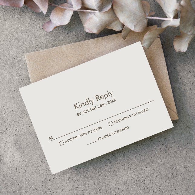 Elegante tarjeta de respuesta RSVP de boda crema (Subido por el creador)