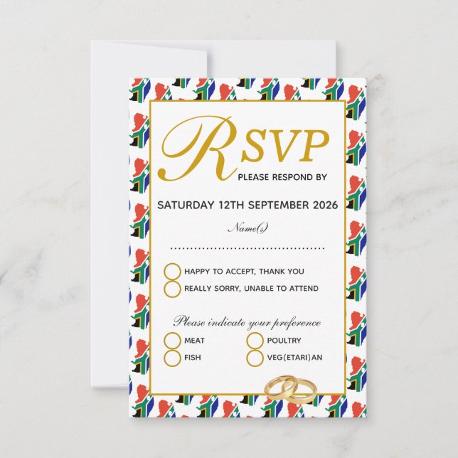Elegante tarjeta de respuesta RSVP de boda de SUDÁ (Anverso)