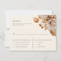 Elegante tarjeta de respuesta RSVP de boda floral 