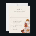 Elegante tarjeta de respuesta RSVP de boda floral<br><div class="desc">Este magnífico diseño de tarjeta de respuesta boda presenta bonitos ilustraciones de acuarela floral de otoño con tipografía simple y elegante. Este diseño atemporal es una excelente elección para muchos estilos de eventos, desde clásicos hasta rústicos. Póngalo en pareja con la invitación a la boda, tarjeta de agradecimiento y accesorios...</div>