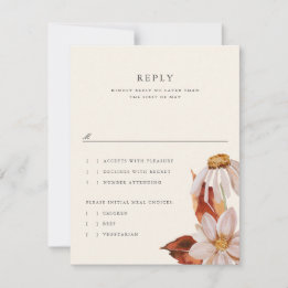 Elegante tarjeta de respuesta RSVP de boda floral 