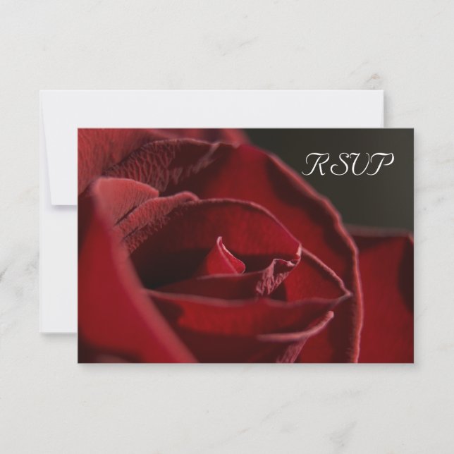 Elegante tarjeta de respuesta RSVP de boda rosa ro (Anverso)
