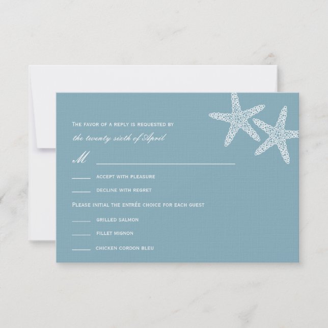 Elegante tarjeta de respuesta/RSVP de boda Starfis (Anverso)