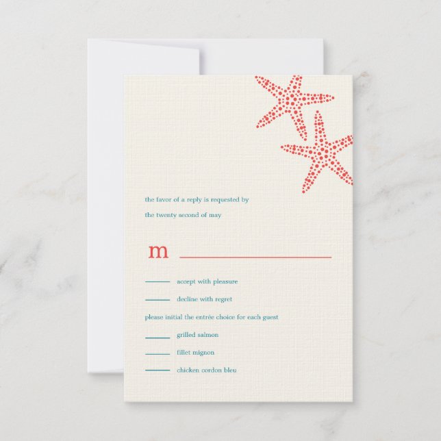 Elegante tarjeta de respuesta/RSVP de boda Starfis (Anverso)