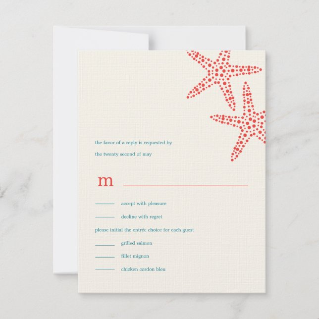 Elegante tarjeta de respuesta/RSVP de boda Starfis (Anverso)