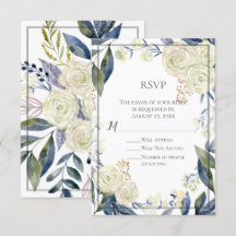 Elegante tarjeta de respuesta RSVP de Flor de colo