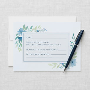 Elegante tarjeta de respuesta RSVP floral de color
