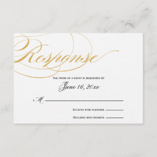 Elegante Tarjeta de Respuesta Script - Oro y Negro