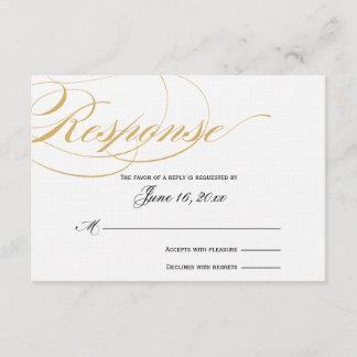 Elegante Tarjeta de Respuesta Script - Oro y Negro