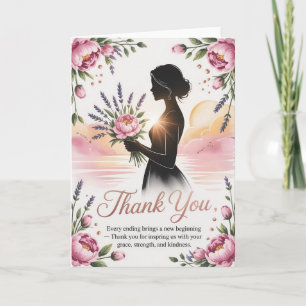 Elegante tarjeta de retiro floral para mujer