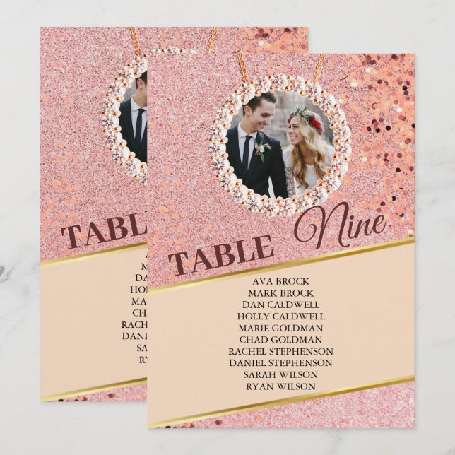 Elegante tarjeta de Rosa de asientos de fotos de o (Anverso / Reverso)