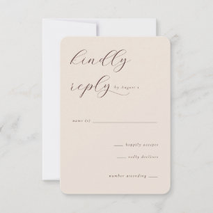 Elegante Tarjeta de RSVP con Caligrafía Beige
