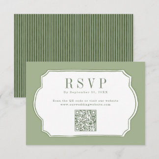 Elegante Tarjeta de RSVP con Código QR en Verde Sa
