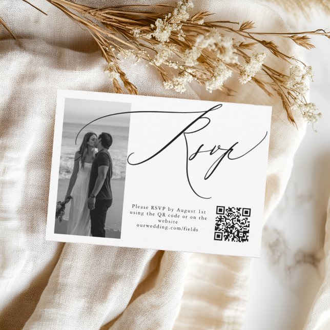 Elegante tarjeta de RSVP de boda fotográfica moder (Subido por el creador)