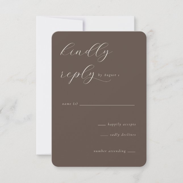 Elegante Tarjeta de RSVP en Caligrafía Marrón (Anverso)