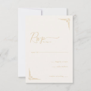 Elegante Tarjeta de RSVP Geométrica Beige