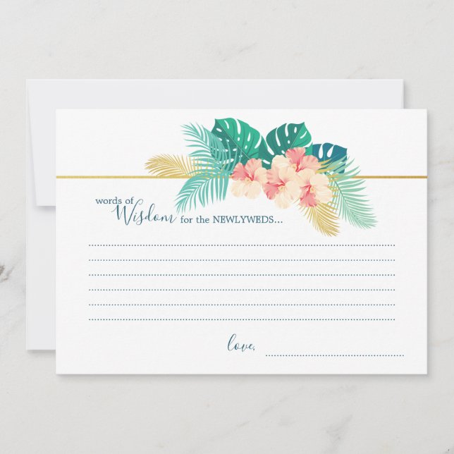 Elegante Tarjeta de Sabiduría para Bodas Hibiscus  (Anverso)