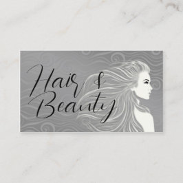 Elegante tarjeta de salón de belleza y pelo de cur