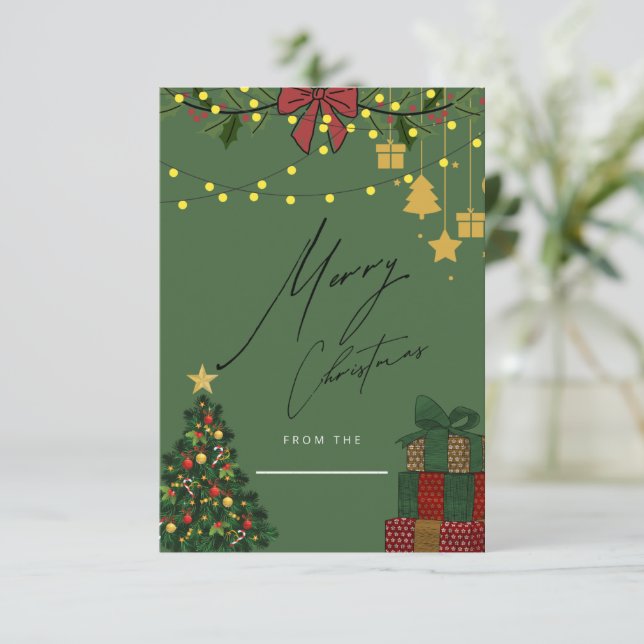 Elegante tarjeta de saludo de Navidades festivos (Anverso de pie)