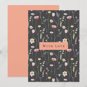 Elegante tarjeta de saludo floral "With Love"