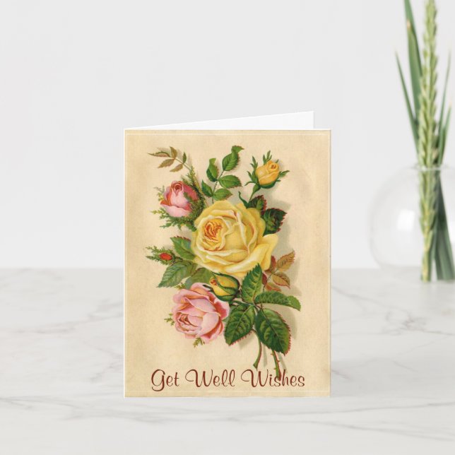Elegante tarjeta de saludo Rosa Vintage (Anverso)