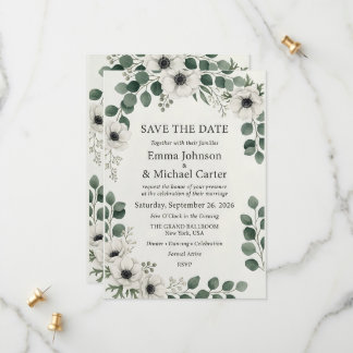 Elegante tarjeta de "Save the Date" de acuarela bo