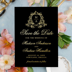 Elegante tarjeta de Save The Date de boda con mono