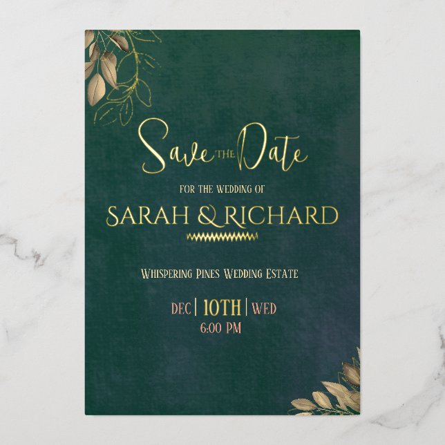 Elegante tarjeta de Save the Date de terciopelo ve (Anverso)