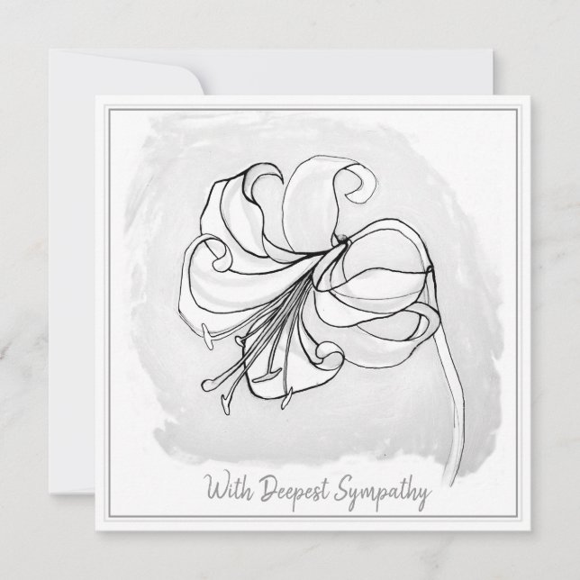 Elegante tarjeta de simpatía de Lirio Blanco Gris  (Anverso)