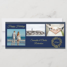 Elegante tarjeta de vacaciones Blue Gold 3 Photo
