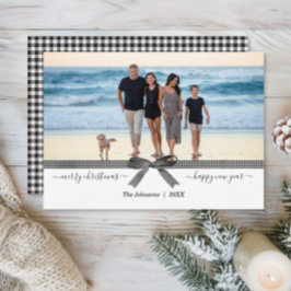 Elegante tarjeta de vacaciones color blanco negro 