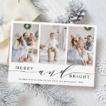 Elegante tarjeta de vacaciones de 3 fotos de color<br><div class="desc">Tarjeta fotográfica de vacaciones simple y elegante con un patrón de nieve blanca en la parte trasera. Para una personalización más avanzada de este diseño,  haga clic en el enlace Personalizar Más adelante para cambiar el tipo de letra,  tamaño,  color,  etc.</div>