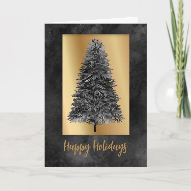 Elegante tarjeta de vacaciones de árbol de Navidad (Anverso)