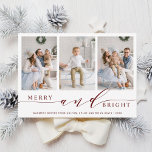 Elegante tarjeta de vacaciones de color rojo merry<br><div class="desc">Tarjeta fotográfica de vacaciones simple y elegante con un patrón de nieve blanca en la parte trasera. Para una personalización más avanzada de este diseño,  haga clic en el enlace Personalizar Más adelante para cambiar el tipo de letra,  tamaño,  color,  etc.</div>