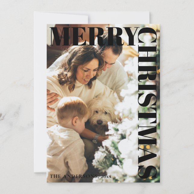 Elegante Tarjeta de vacaciones de fotografía famil (Anverso)