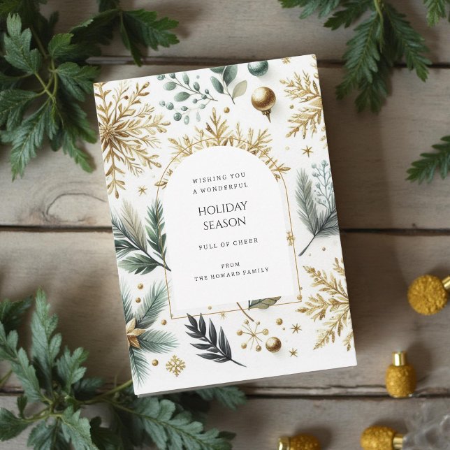 Elegante tarjeta de vacaciones de lujo Green Gold  (Subido por el creador)