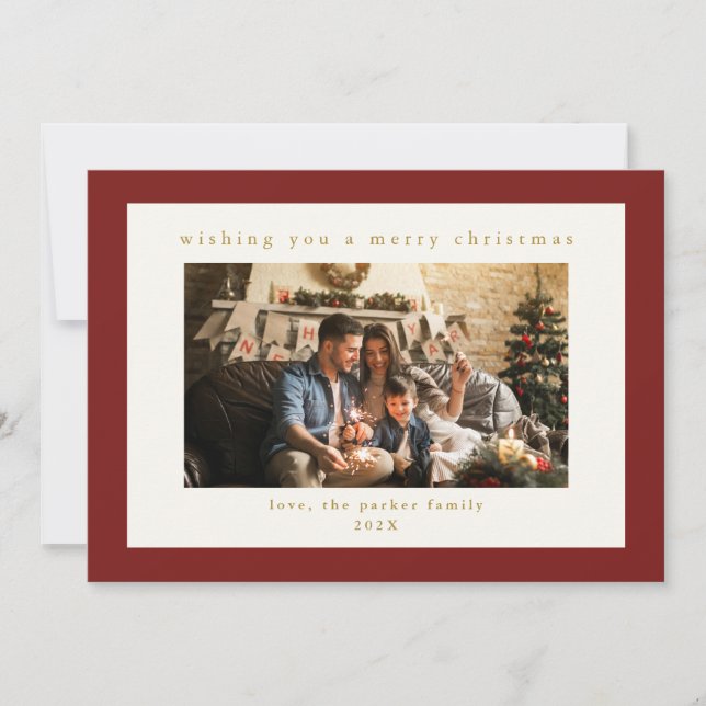 Elegante tarjeta de vacaciones de Navidades de fot (Anverso)