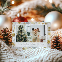 Elegante tarjeta de vacaciones Gold & Silver para