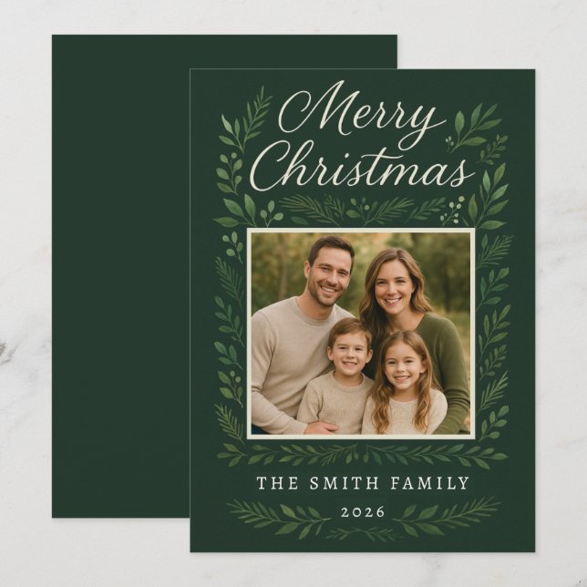 Elegante tarjeta de vacaciones para Navidades botá (Anverso / Reverso)