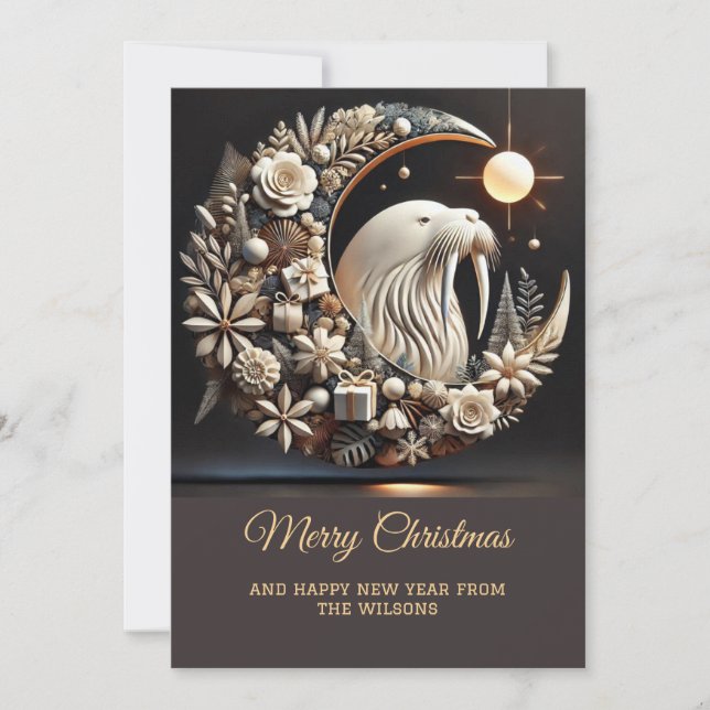 Elegante tarjeta de vacaciones para Navidades de W (Anverso)