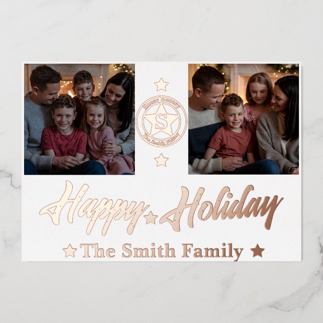 Elegante tarjeta de vacaciones Relieve metalizado  (Anverso)