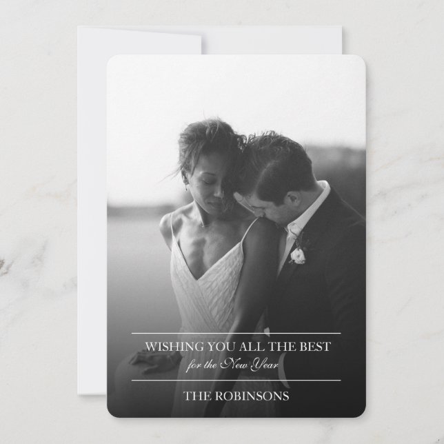 Elegante tarjeta de vacaciones simple de Año Nuevo (Anverso)