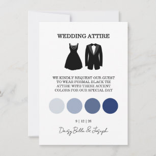 Elegante tarjeta de vestimenta de Boda blanco y ne