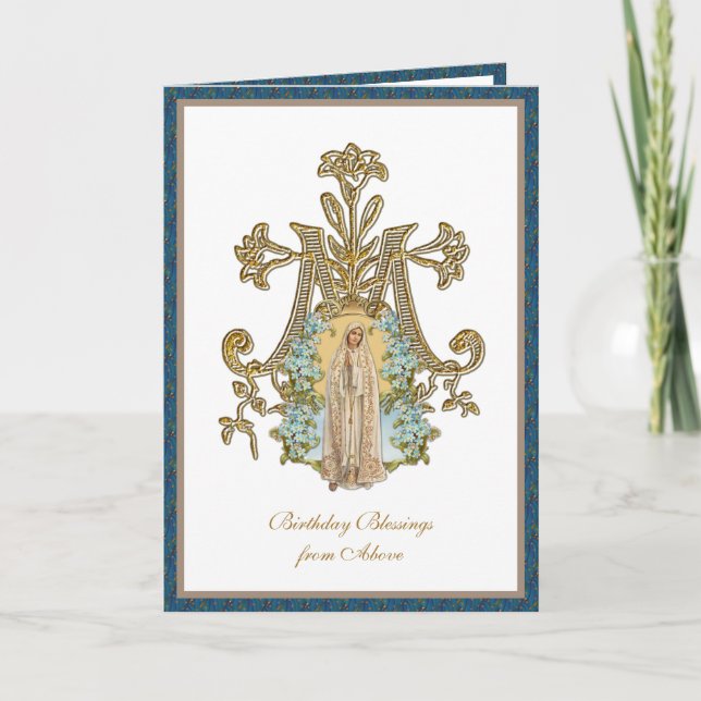 Elegante Tarjeta de Virgen Religiosa María Fátima (Anverso)