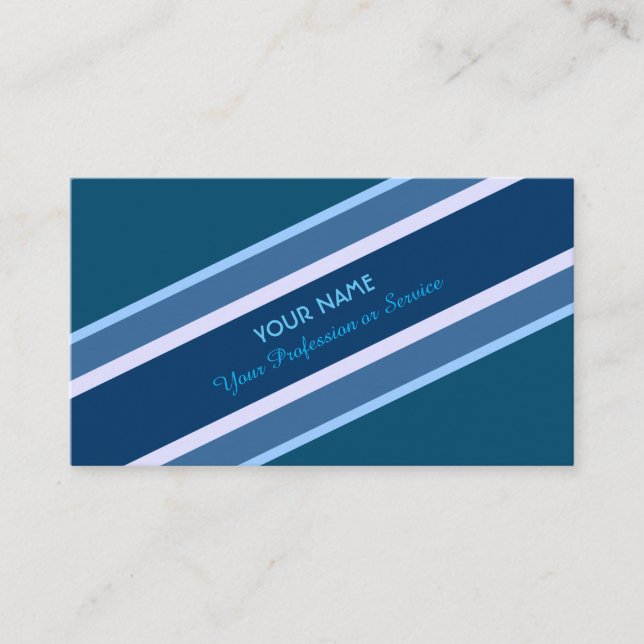 Elegante tarjeta de visita a rayas azules nobles (Anverso)