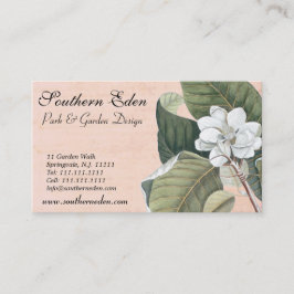 Elegante tarjeta de visita antigua Magnolia grabad